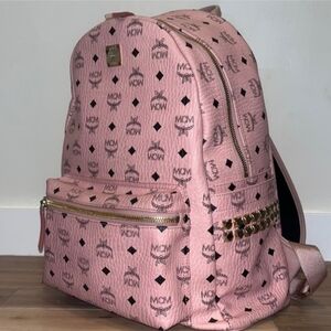 MCM  Powder Pink Backpack This Shade Pink Is RARE and Hard To Find Side Medium